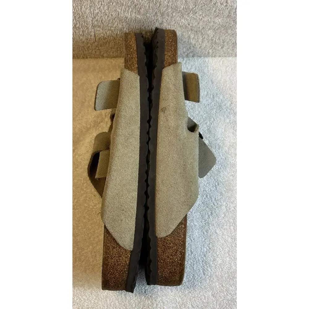 Birkenstock Arizona Tan Grey Soft Footbed Suede Leather Sandals Men Size 48/15